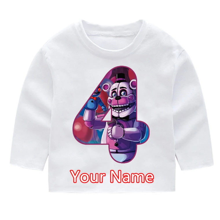 Детские хлопковые футболки с длинными рукавами принтом пять ночей Фредди FNAF