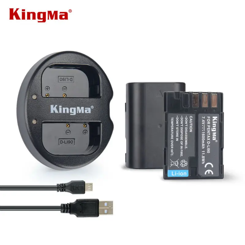 KingMa 2 шт. 1600 мА/ч, D-LI90 DLI90 D LI90 цифровой Камера Батарея для PENTAX K-7 K-7D K-5 K-5 II 645D K01