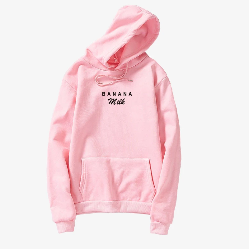

New Loose Harajuku Hoodies Women Men Banana milk Letter Printed Oversized Sweatshirts Casual Streetwear Unisex Pullovers Clothes