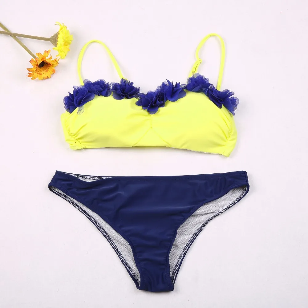 summer Women's superior quality Push Up Swimwear Sexy Flower bandage Bikini Set Halter Straps Tankinis Bathing Suit Beachwear |