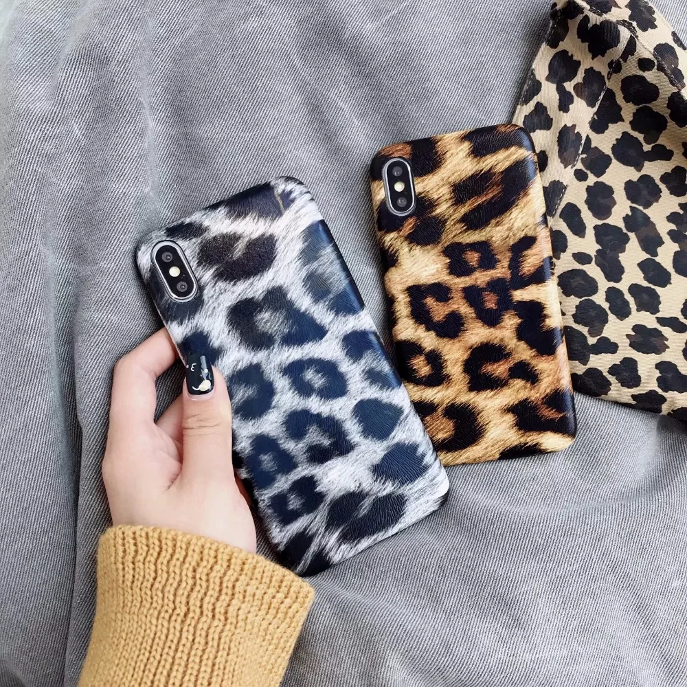 Модный леопардовый чехол из искусственной кожи для iPhone 5 5s SE 6 6s X XR Xs Max 7 8 Plus чехлы