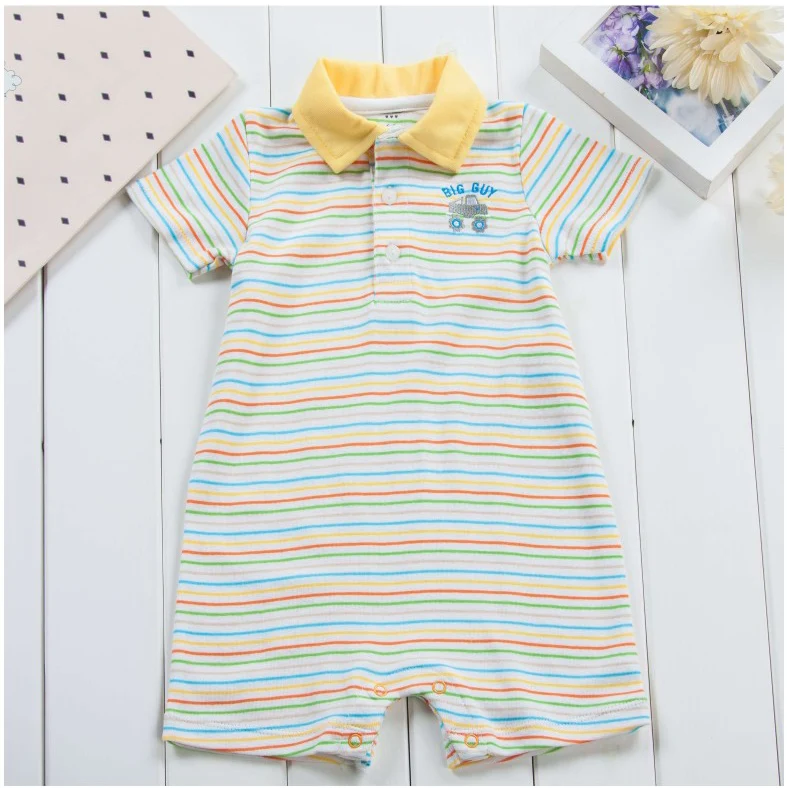 

Hot Summer Baby Rompers New Baby Boys Clothes Cartoon Bear Deer Casual Stripe Short-sleeved Jumpsuit Toddlor Infant Baby's Sets