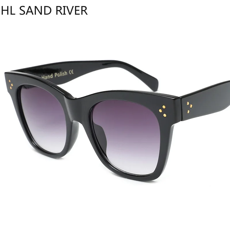 HL SAND RIVER Новые солнцезащитные очки с большой оправой Женские Ретро кошачьи глаза