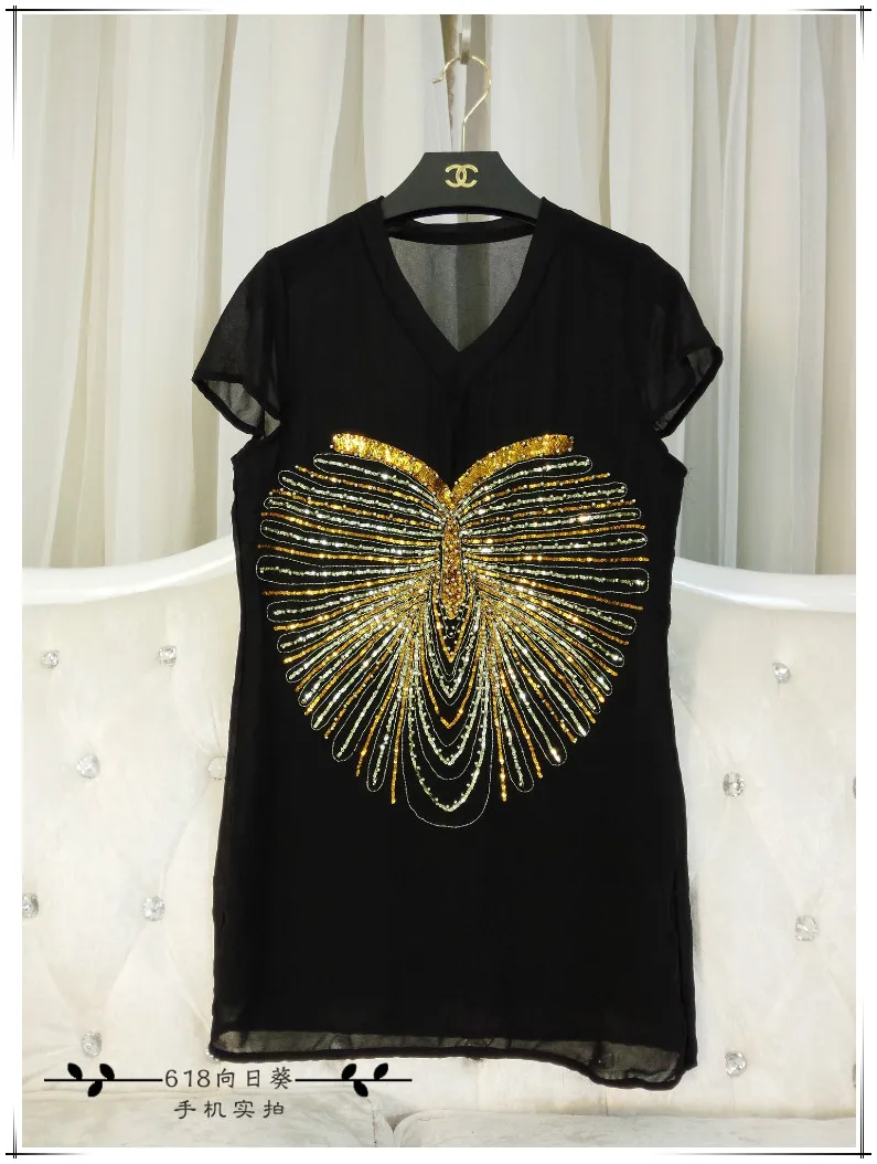 Женская шелковая футболка Cakucool блестящая с коротким рукавом и треугольным