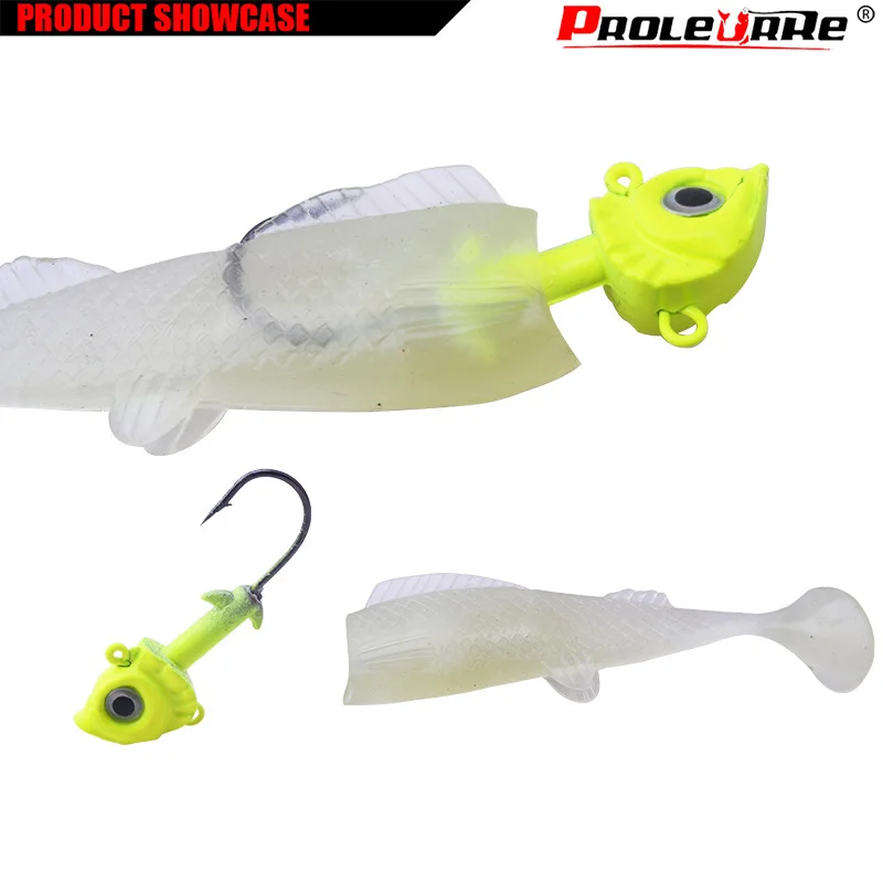 

1Pcs Jig Head Wobbler soft bait 90mm 16.5g Luminous body fishing lures Crankbait Artificial Silicone bait Bass Fishing Tackle