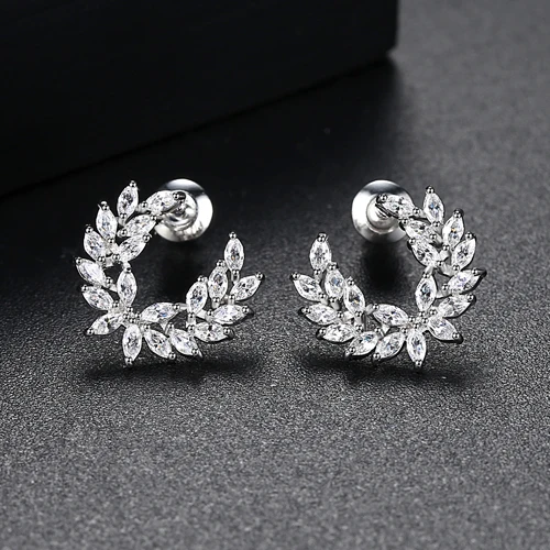 White-Rhodium Милые женские серьги-гвоздики с LUOTEEMI угловыми крылышками, кубический цирконий ААА, женские модные ювелирные изделия, корейский стиль, Фабричный бренд - Окраска металла: White-Rhodium