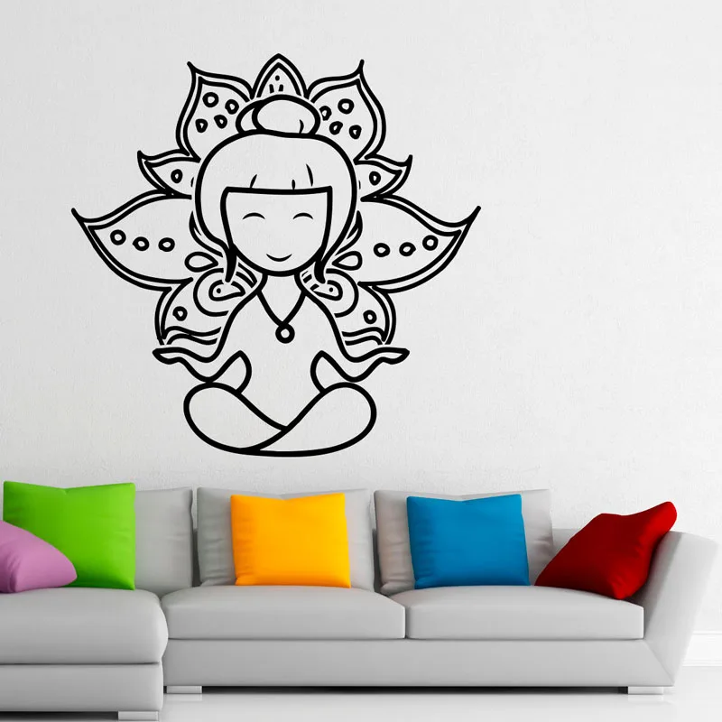 

ZOOYOO Hot Sale Yoga Lotus Wall Stickers Meditation Removable Home Decoration Wall Sticker For Living Room Modern