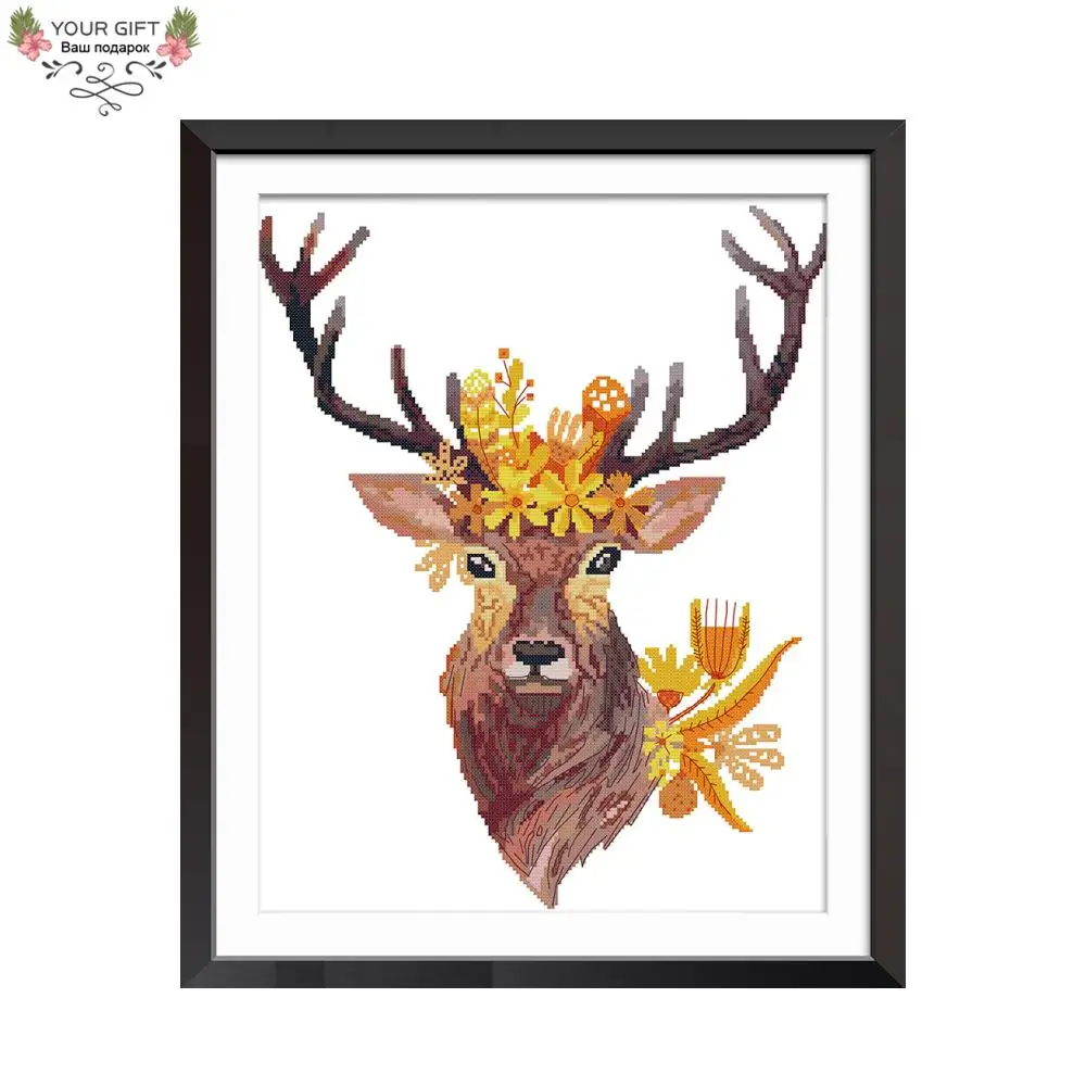 

Joy Sunday D987 14CT 11CT Stamped and Counted Home Decoration Elk Needlework Embroidery DIY Cross Stitch Kits