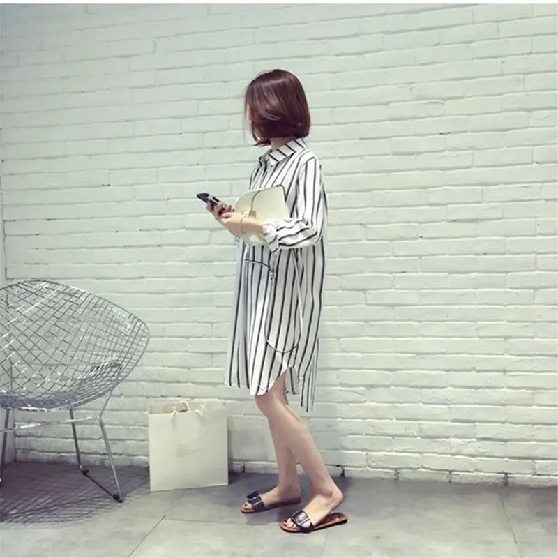 Женская шифоновая блузка в полоску с длинным рукавом|Блузки| |