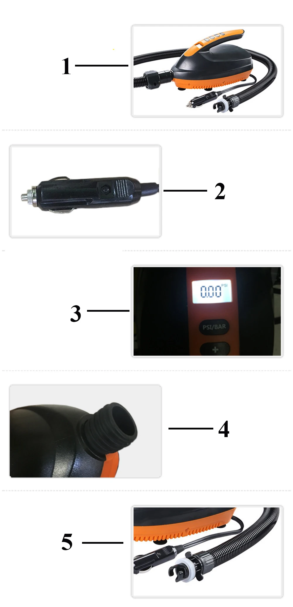 Max 16PSI SUP воздушный насос DC12V 110 Вт Интеллектуальный надувной насос электрический воздушный насос двухступенчатый для SUP стоячий весло доска для серфинга