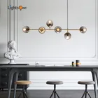 Дизайнерский подвесной светильник в скандинавском стиле, длинная Металлическая лампа в форме шара для ресторана, гостиной