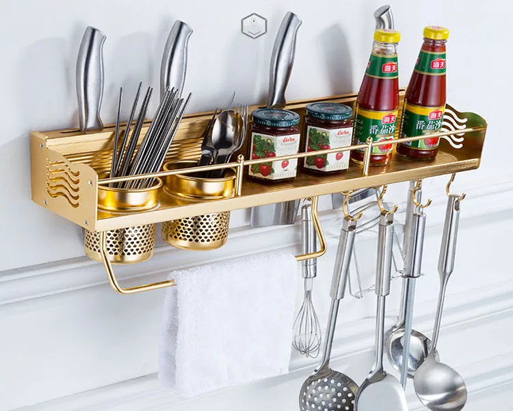 Бесплатная доставка настенный держатель из нержавеющей стали Золотая кухонная