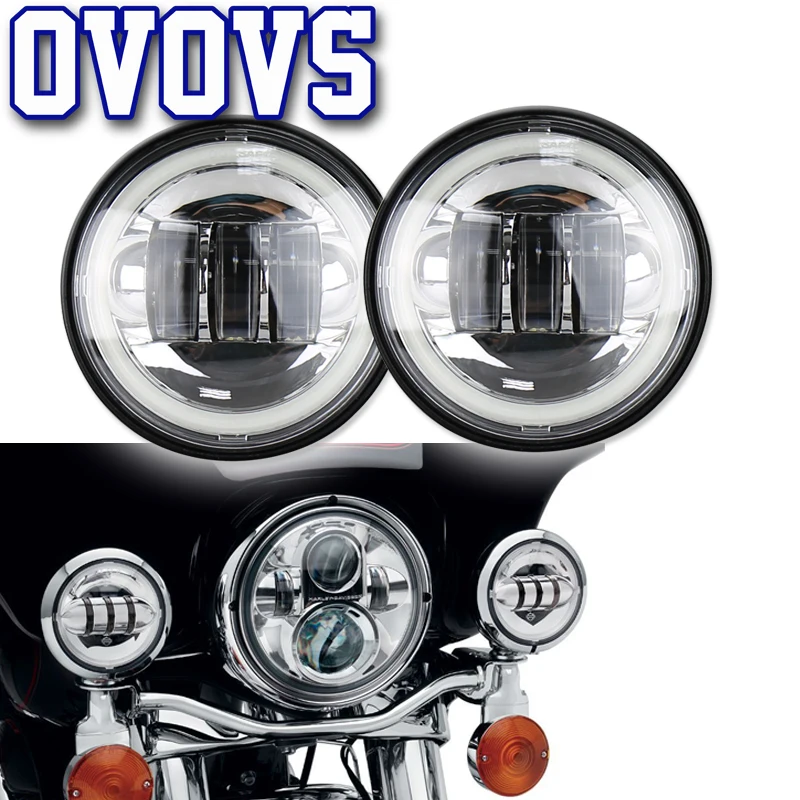 4.5 Дюймов 2800LM мотоцикл противотуманные фары 30 Вт 4 1/2 &quot дхо Angel Eyes Вспомогательное