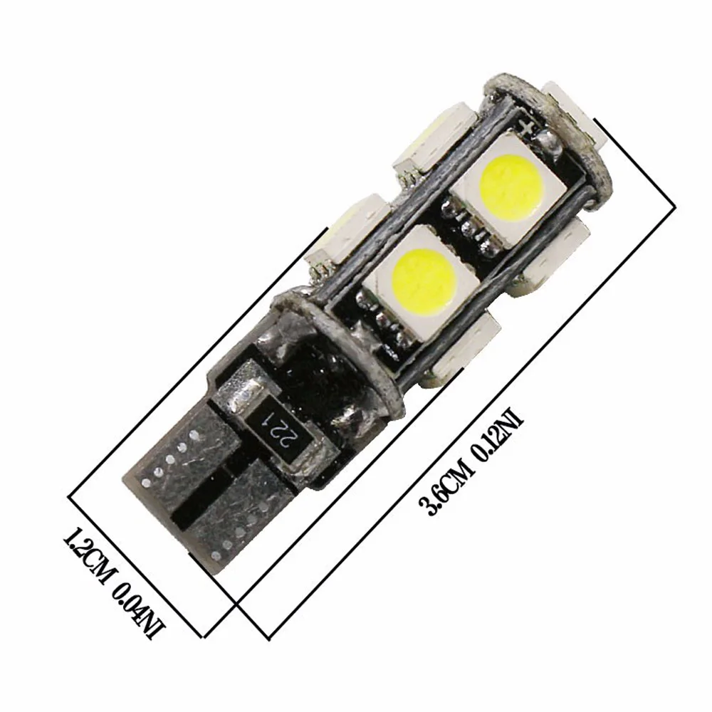 4 шт. T10 9smd W5W 5050 Canbus светодиодный светильник лампа для автомобиля авто Интерьер