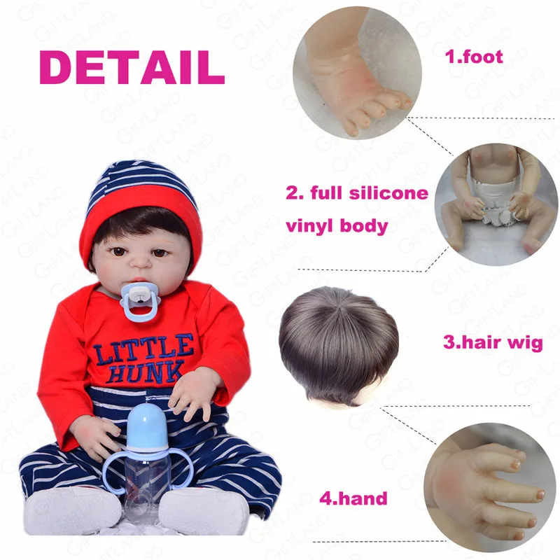 23 дюймов Reborn Baby Doll купать игрушечные лошадки новорожденных Кукла младенец