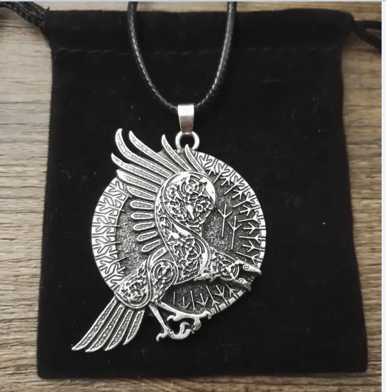 Викинг норвежский RAGNAR'S RAVEN Neckace ювелирные изделия талисман подвеска с металлической цепочкой 55 см для мужчин подарок SanLan - Окраска металла: 02