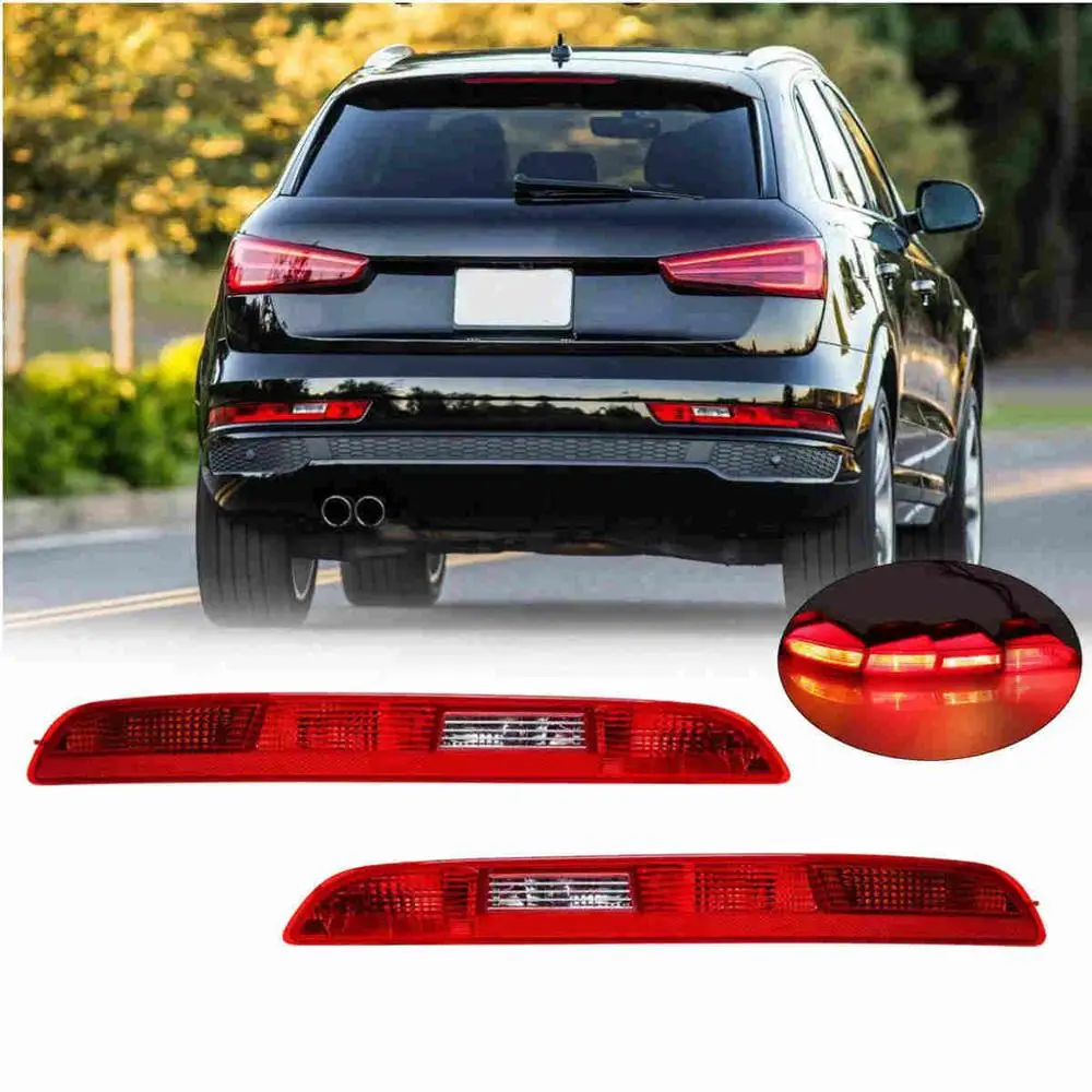 Левый/правый Автомобильный задний бампер, Нижний Бампер, противотуманные фары, задний светильник, красный задний тормоз, галоген, авто нижний для AUDI Q3 2011 - Испускаемый цвет: Pair