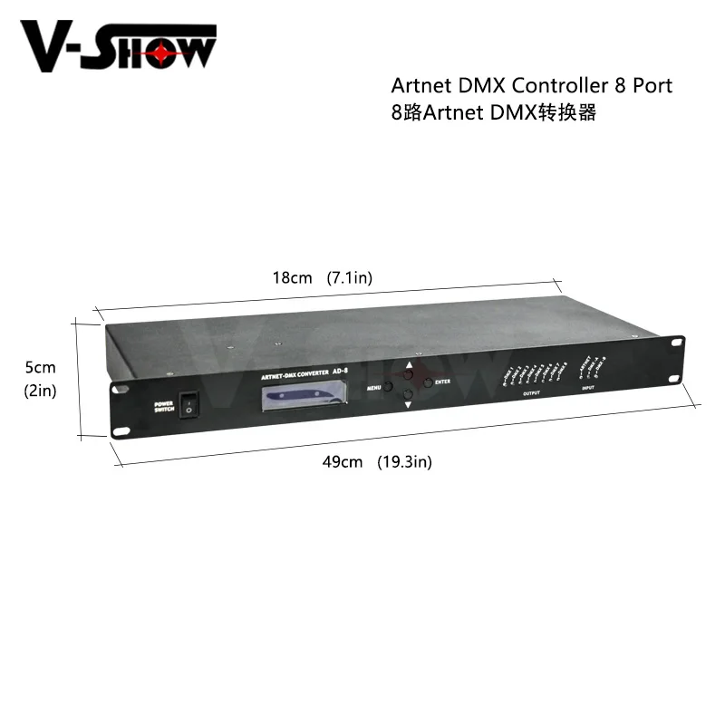 Vshow Artnet конвертер Dmx и DMX усилитель 8 портов управления выход 8x512 4096 каналов для Satge