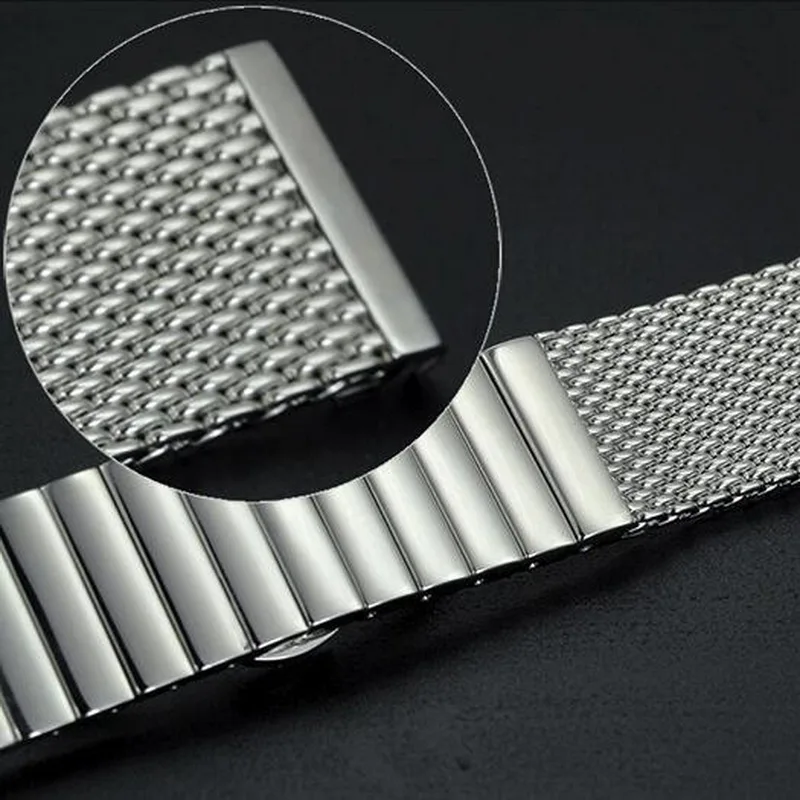 18mm 20mm 22mm 24mm Stainless Steel Milanese Watch band Strap Bracelet Watchband Wristband Butterfly clasps Black Silver Gold