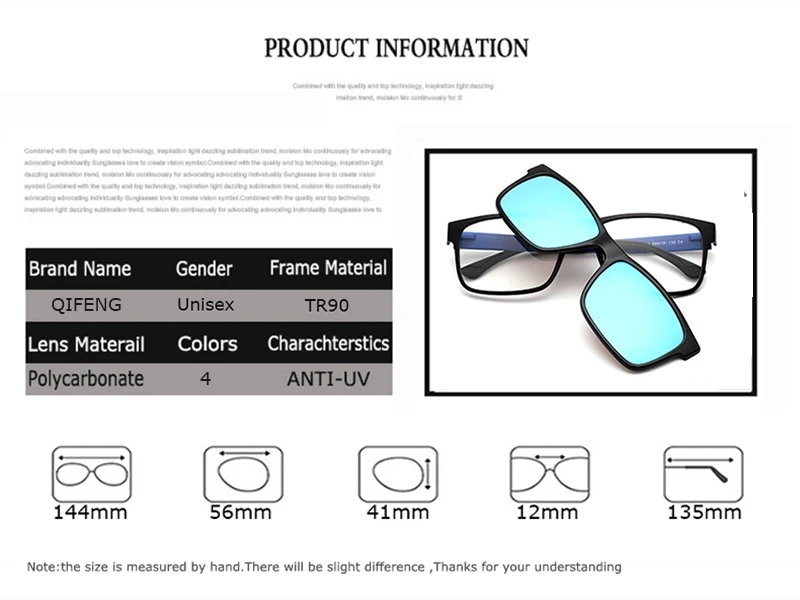 Optical Eyeglasses Frame Men Women With Clip On Magnets Polarized Sunglasses Myopia Eye Glasses Spectacle Frame QF053