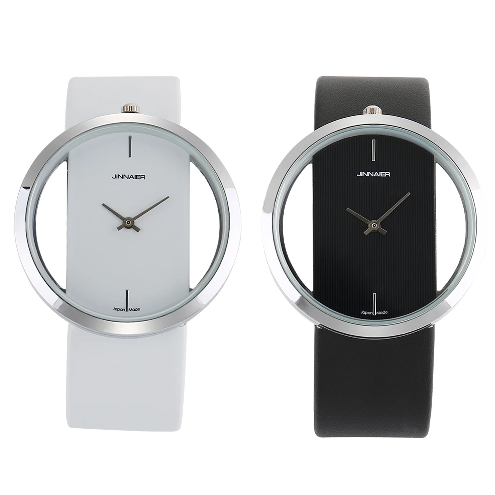 2021 Новинка стильные женские свободные Скелет простые часы кожаный ремешок