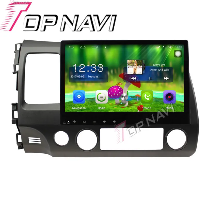 Topnavi 10 1 ''четырехъядерный Android 6 0 Автомобильный GPS навигатор для Honda Civic 2006 2007 2008