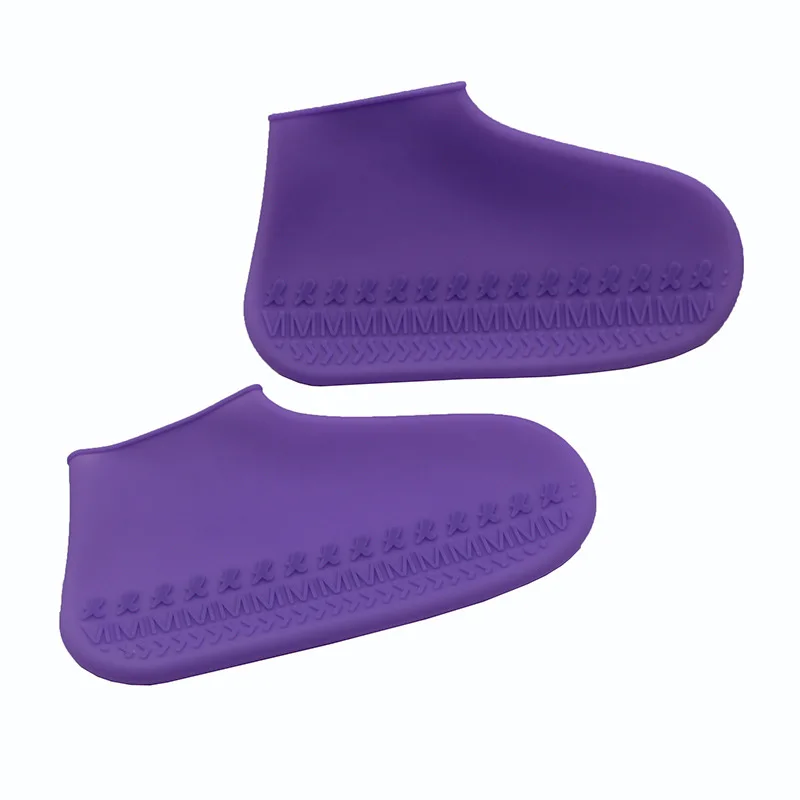 Purple ABDB-силиконовые галоши можно использовать повторно, водонепроницаемые, толстые, износостойкие, Нескользящие, резиновые, тянущиеся, покрытие для обуви, ботинки, защита - Цвет: Purple