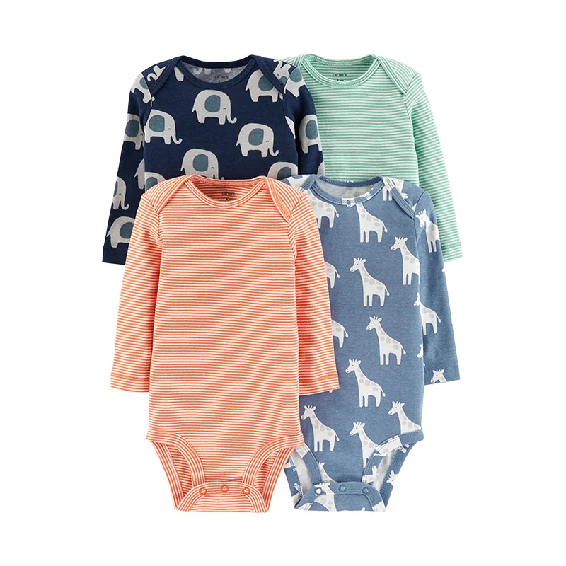 Carters 4 шт. боди детские одежда для девочек хлопок Длинные рукава принт