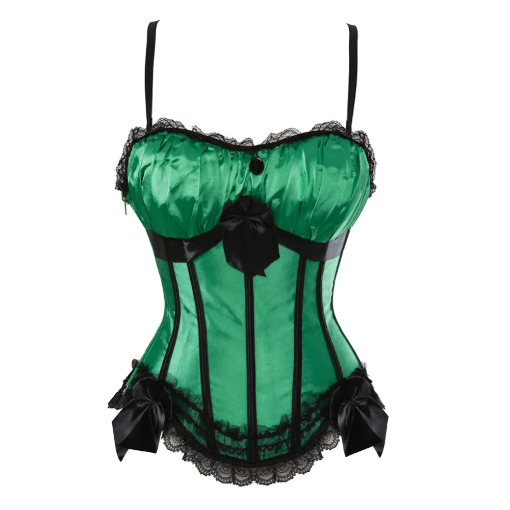 

Sexy Satin Straps Corset Cup stripe Spaghetti Showgirl lace up boned Waist Trainer Bustier Plus Size S-2XL Lingerie