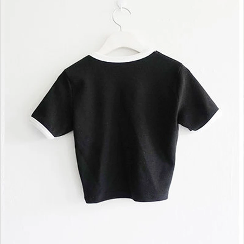 Новые женские летние топы узкие Slim Fit футболка рубашка с короткими рукавами для