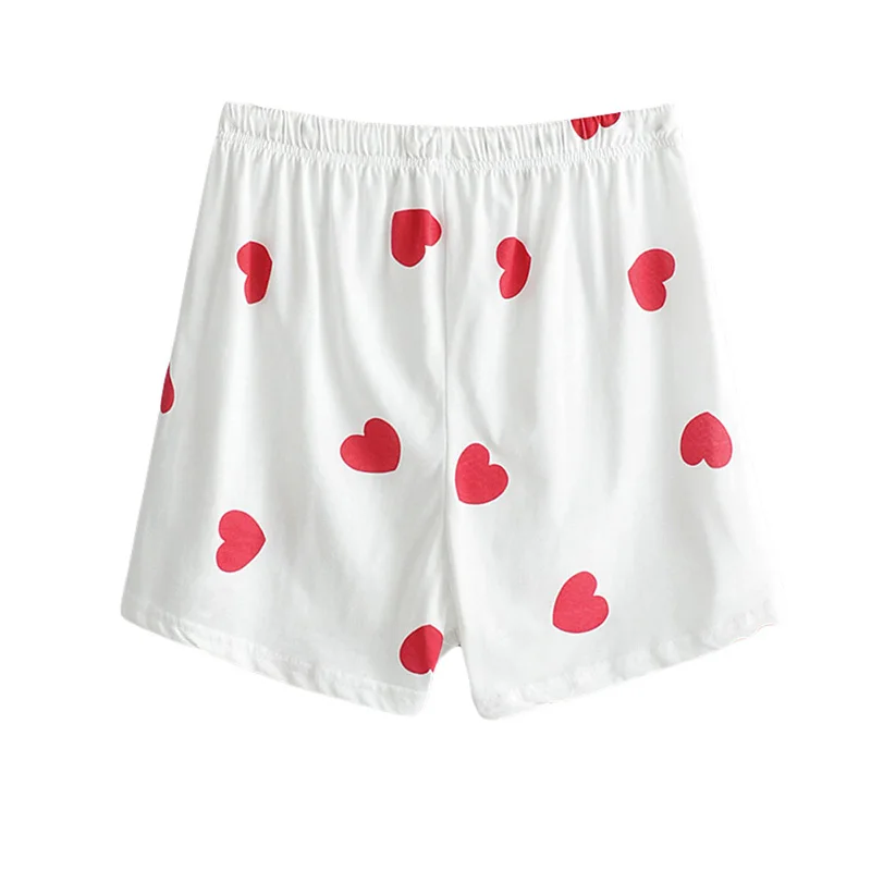 Для женщин середины талии милое Сердце печати хлопок шорты для эластичная