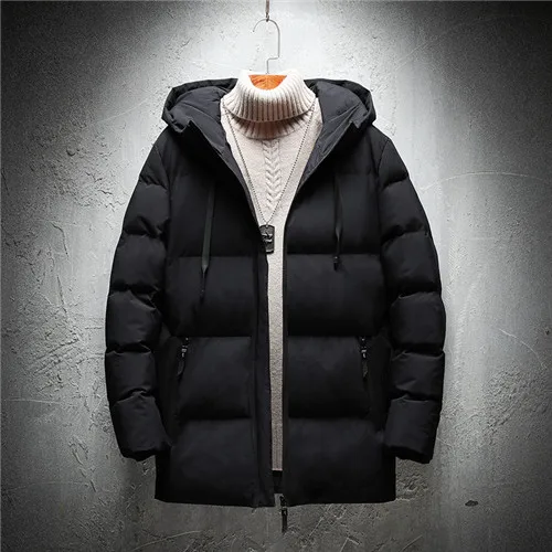 Черный Размера плюс 4XL 5XL 6XL 7XL 8XL Для мужчин зимние куртки с капюшоном с принтом на рост от 90 - Цвет: Черный