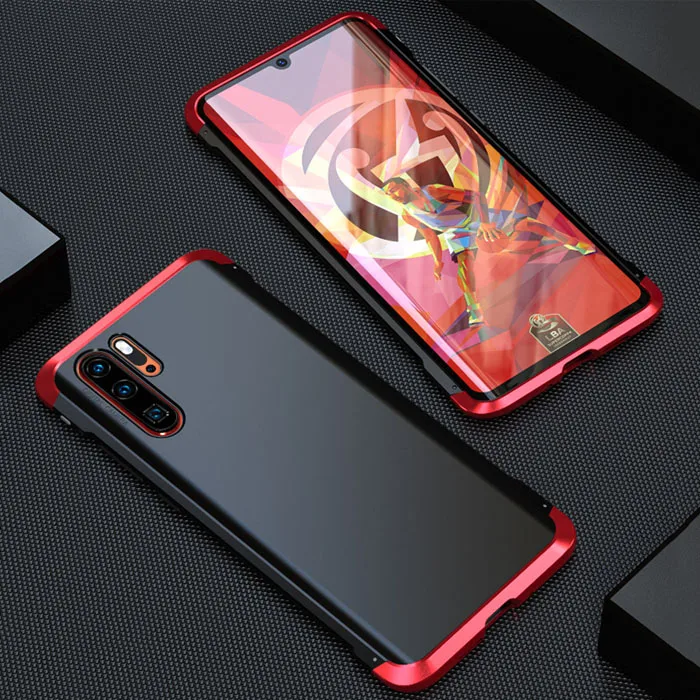 Black Red Для huawei P30 Pro Чехол Аксессуар Роскошный тонкий металлический алюминиевый сплав жесткая задняя панель из поликарбоната ударопрочный Броня чехол для телефона P30 - Цвет: Black Red