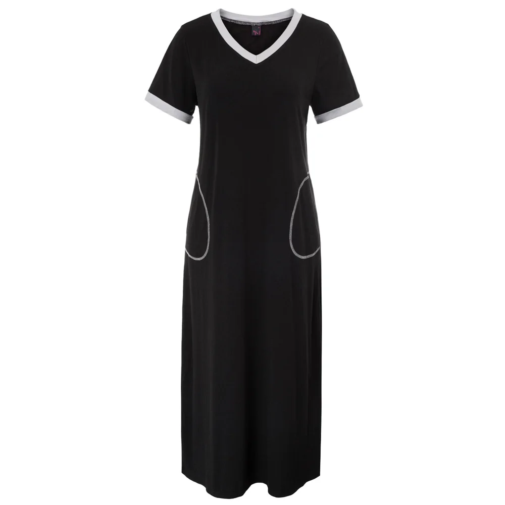 Платье с разрезом по бокам Ночная сорочка коротким рукавом v образный Вырез