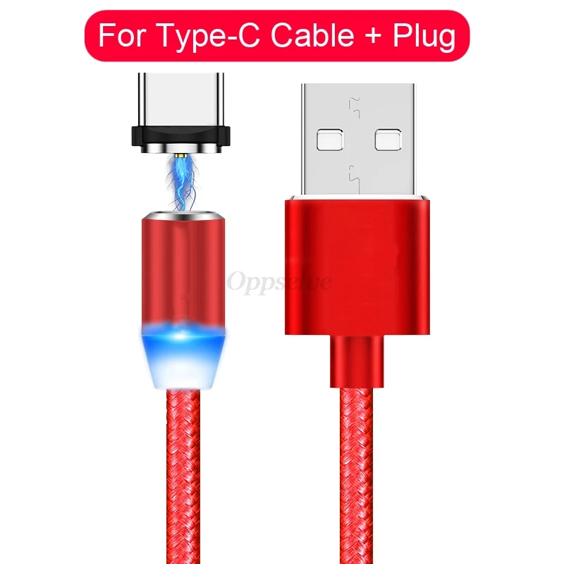 Oppselve Магнитный кабель Micro USB C адаптер для быстрой зарядки телефона Microusb type-C магнитное зарядное устройство type C для iPhone samsung Xiaomi - Цвет: Red Type C Cable