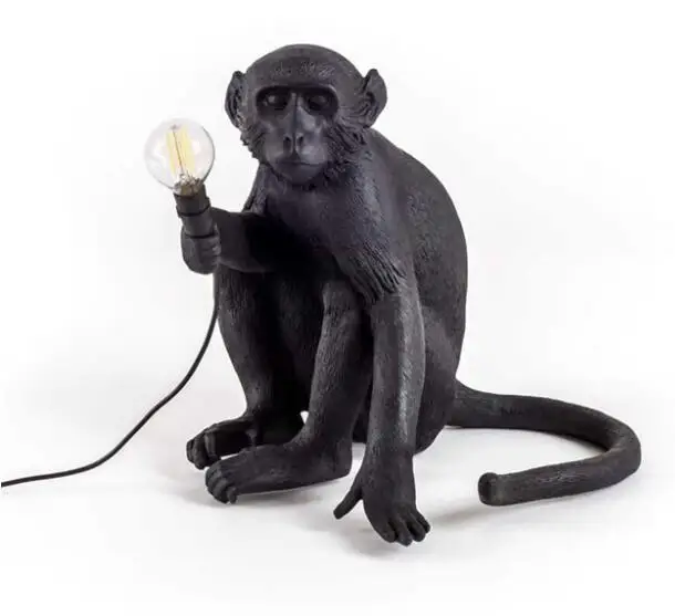 table lamp Черная лампа в форме обезьяны пеньковая веревка подвесной светильник модный простой художественный скандинавский реплики Смола Seletti подвесной светильник светильники домашний декор - Цвет корпуса: table lamp