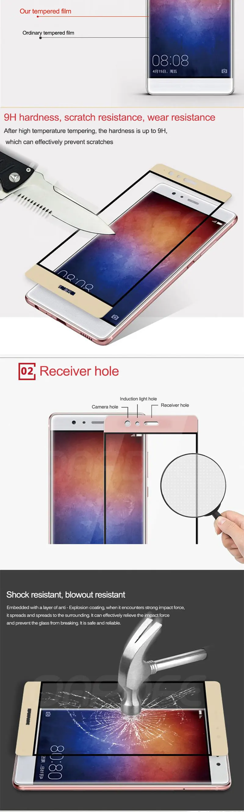 3D закаленное стекло для huawei P9 P10 Lite Plus полное покрытие Защита экрана для huawei P20 P20 Lite P20 Pro Защитная стеклянная пленка