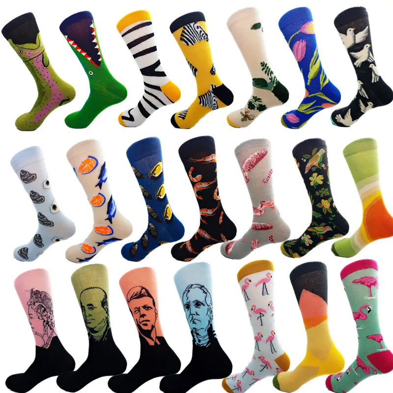 Летние Носки Happy женские высокие носки из чесаного хлопка модные уличные в стиле