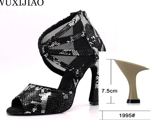 heel 7.5cm WUXIJIAO; Обувь для бальных танцев; женская обувь; zapatos de mujer; обувь для латинских танцев; обувь для сальсы; chaussure femme - Цвет: heel 7.5cm