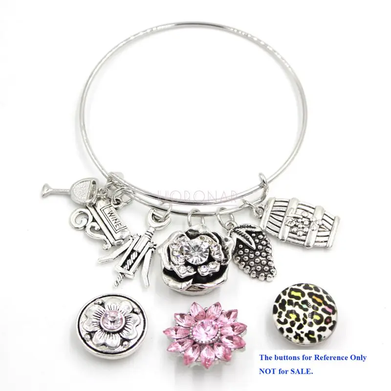 18mm Snap Jewelry Grape Wine Charm Bracelets Women Bracelet Adjustable Bangle Gifts | Украшения и аксессуары
