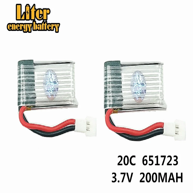 2 шт. RC деталь H8 Mini 20C 200 мАч lipo 3 7 В аккумулятор 651723 для H48 Quadcopter li po