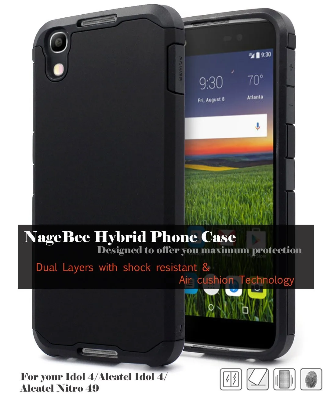 Hybrid Shockproof Armor Hard Cover For Alcatel One Touch Idol 4 6055 / Nitro Blackberry DTEK50 Case Phone Cases Shell Skin |