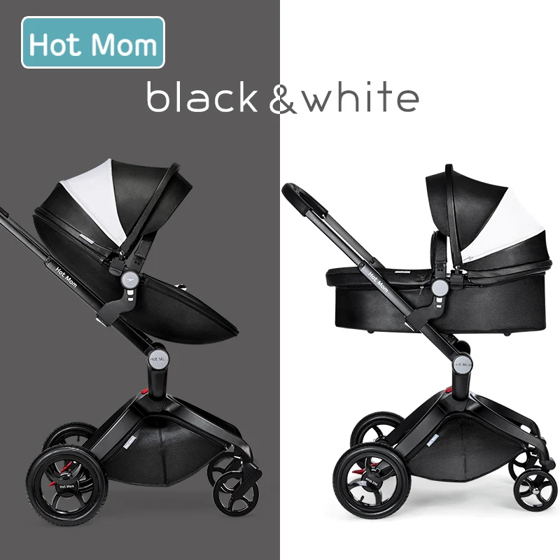 Hotmom кожаная корзина для сна черная коляска с высоким ландшафтом может сидеть или