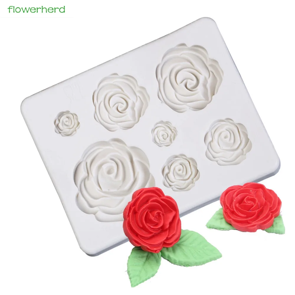 Изделия из сахара форма для торта силиконовая в виде цветка розы 3D Fondant (сахарная)