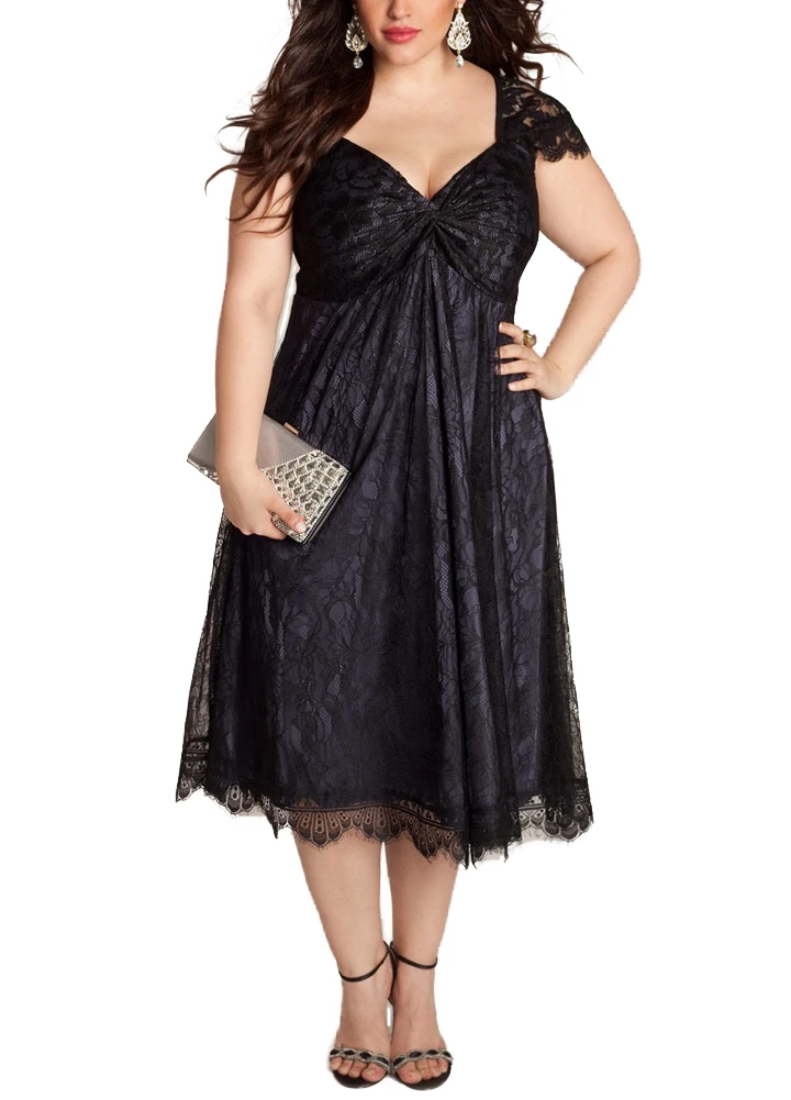 Summer Elegant Women Lace Dress Oversized Sexy V Neck Cap Sleeve Midi Party Dresses female Clubwear Gowns Plus Size 3XL 4XL 5XL | Женская