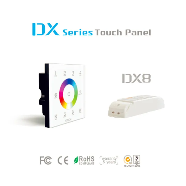 DX8 rgbw светодио дный контроллер 4 зоны управления 100 В-240 В RF удаленные 2,4 г+ DMX512 мастер настенное крепление сенсорная панель управления rgbw полосы