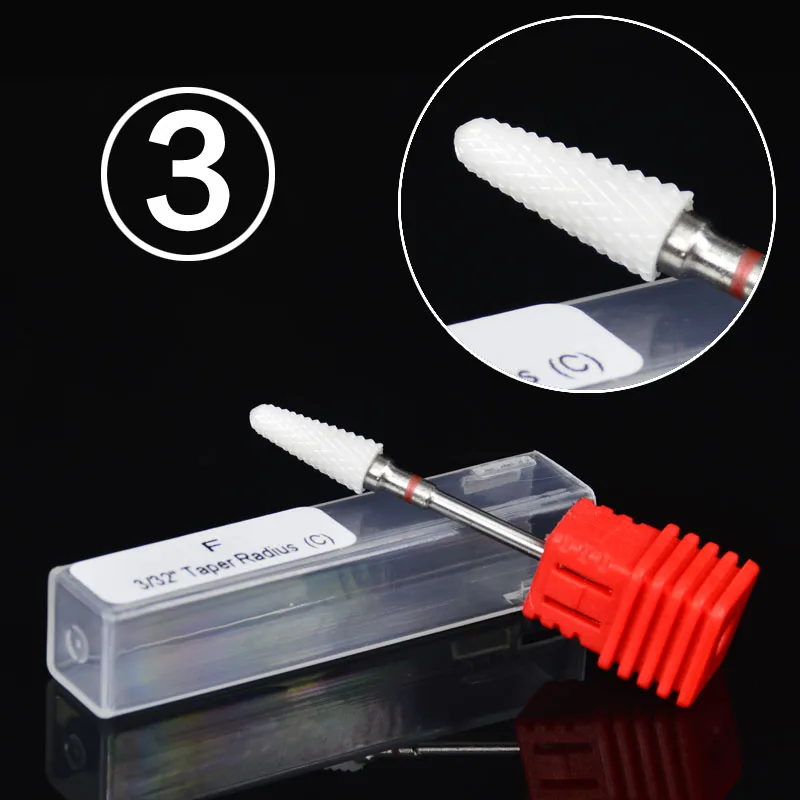 

WUF 1PCS HOT Ceramic Nail Drill Bit Cutter Nail Files for Nail Electric Drill Manicure Machine Accessory Tools 3/32"