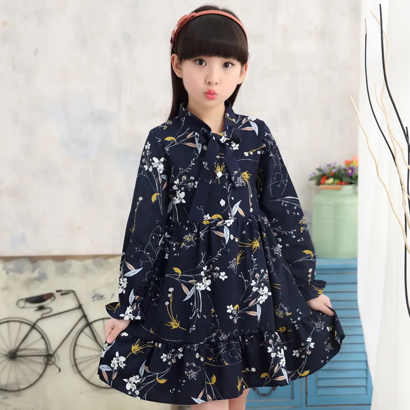 Girl Dress Autumn 2019 Fashion Children's Clothing Flower Chiffon Princess Costume 6 8 10 12 Years Old | Детская одежда и