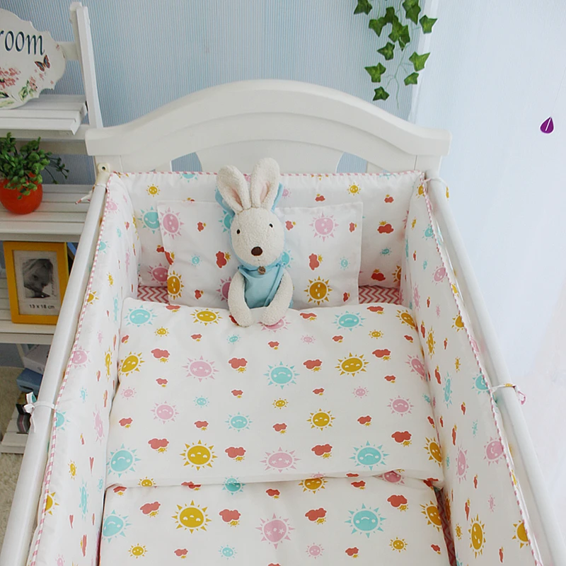 Sunshine Baby Girl Crib Bedding Set Princess Style Kids Newborn Cot 100% Cotton Bed Linen Clothes | Мать и ребенок