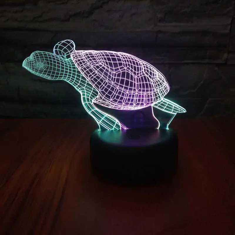 Черепаха 3d Визуальный ночник креативная красочная сенсорная Зарядка